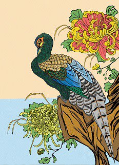 After Utagawa Hiroshige, Chrysanthemum and Pheasant (1835) by RedSparkle(01-2019)ukiyo-e